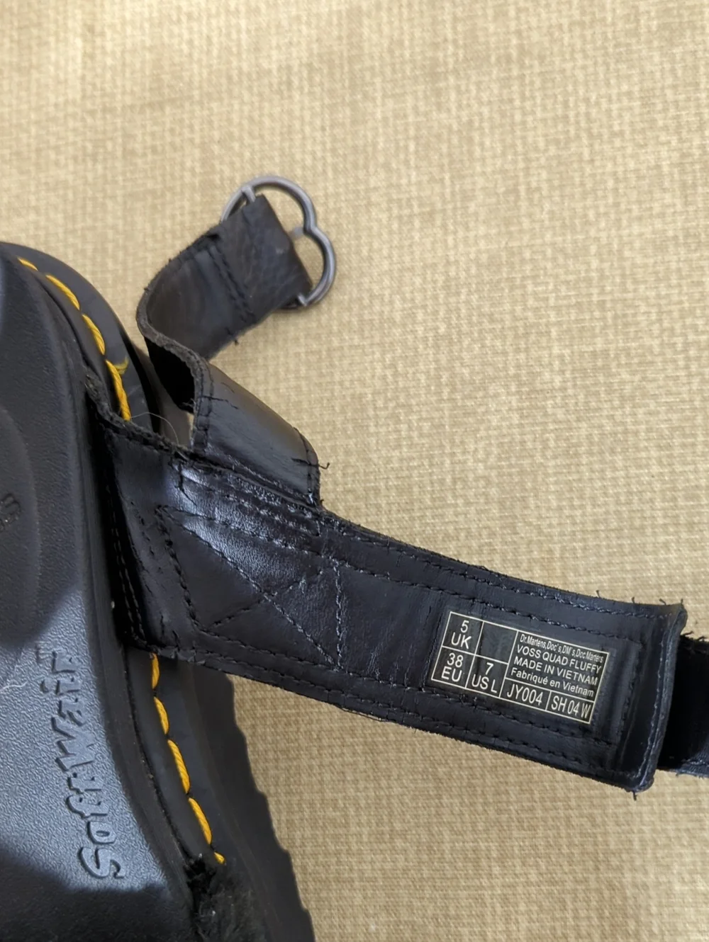 Dr. Martens Voss Quad Black Fluffy Chunky Platform Sandals Silvertone Hardware